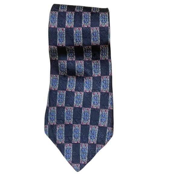 Vintage Givenchy Monsieur Designer Luxury 100% Silk Men's Tie Blue Made in USA - Picture 1 of 5